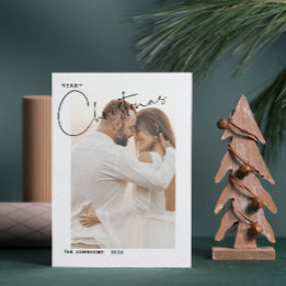 Cartes Pour Fêtes Annuelles Joyeux Noël manuscrit 2 Photo Premiers Noël