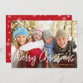 Cartes Pour Fêtes Annuelles Joyeux Noël manuscrit blanc Script photo (Devant / Derrière)