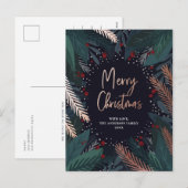 Cartes Pour Fêtes Annuelles Joyeux Noël. Marine et vert. Gold (Devant / Derrière)