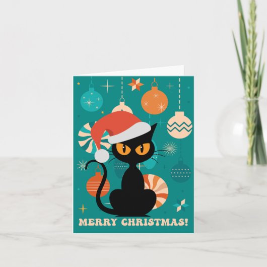 Cartes Pour Fêtes Annuelles Joyeux Noël MCM Chat noir (Devant)