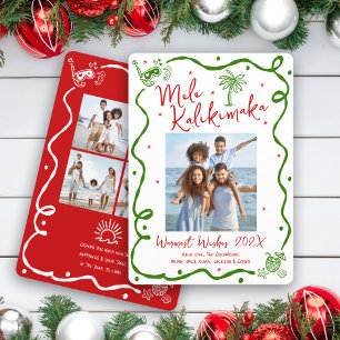Cartes Pour Fêtes Annuelles Joyeux Noël Mele Kalikimaka 5 Photo Rouge Vert Doo