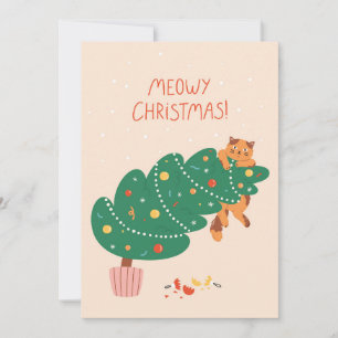 Cartes Pour Fêtes Annuelles Joyeux Noël Meowy - Drôle de plaisir félin