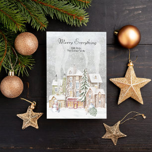 Cartes Pour Fêtes Annuelles Joyeux Noël Merry Everything à l'aquarelle élégant