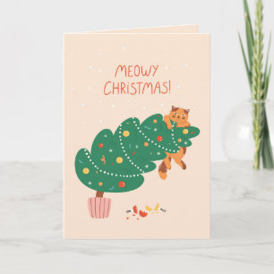 Cartes Pour Fêtes Annuelles Joyeux Noël Miaou - Drôle de Félin Amusant