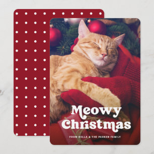 Cartes Pour Fêtes Annuelles Joyeux Noël Miaou Photo drôle de votre chat