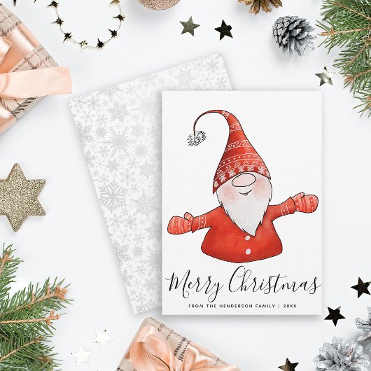Cartes Pour Fêtes Annuelles Joyeux Noël mignon Gnome blanc rouge moderne