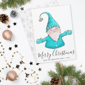 Cartes Pour Fêtes Annuelles Joyeux Noël mignon Gnome Blanc Turquoise bleu mode
