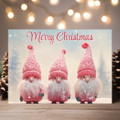 Cartes Pour Fêtes Annuelles Joyeux Noël mignon Gnomes roses