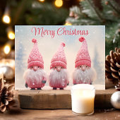 Cartes Pour Fêtes Annuelles Joyeux Noël mignon Gnomes roses
