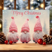 Cartes Pour Fêtes Annuelles Joyeux Noël mignon Gnomes roses