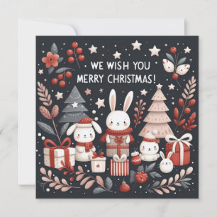 Cartes Pour Fêtes Annuelles Joyeux Noël mignon lapins Père Noël