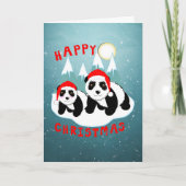 Cartes Pour Fêtes Annuelles Joyeux Noël mignon Pandas personnalisés (Devant)