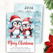 Cartes Pour Fêtes Annuelles Joyeux Noël mignon Pingouin Patinage sur glace Rou