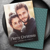 Cartes Pour Fêtes Annuelles Joyeux Noël mignon rayures pointillées photo verte