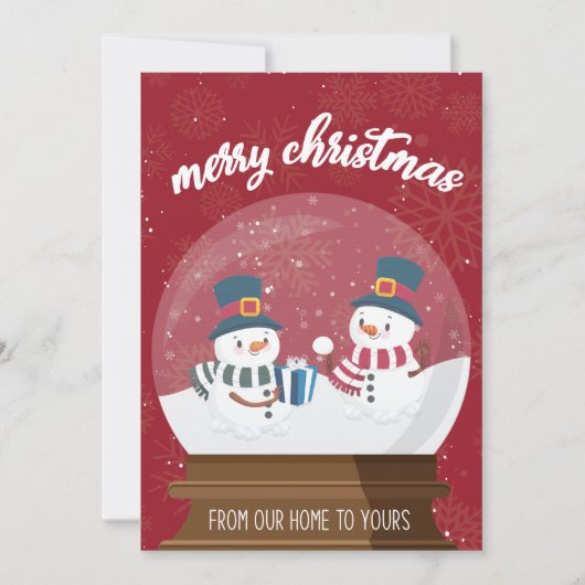 Cartes Pour Fêtes Annuelles Joyeux Noël mignon Red Snowmen Globe (Devant)