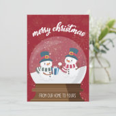 Cartes Pour Fêtes Annuelles Joyeux Noël mignon Red Snowmen Globe (Debout devant)