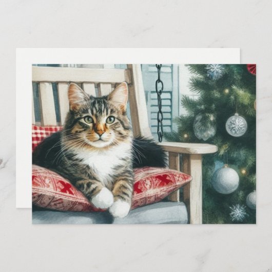 Cartes Pour Fêtes Annuelles Joyeux Noël mignonne chat (Devant / Derrière)