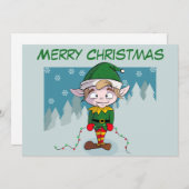 Cartes Pour Fêtes Annuelles Joyeux Noël mignonne Elf (Devant / Derrière)