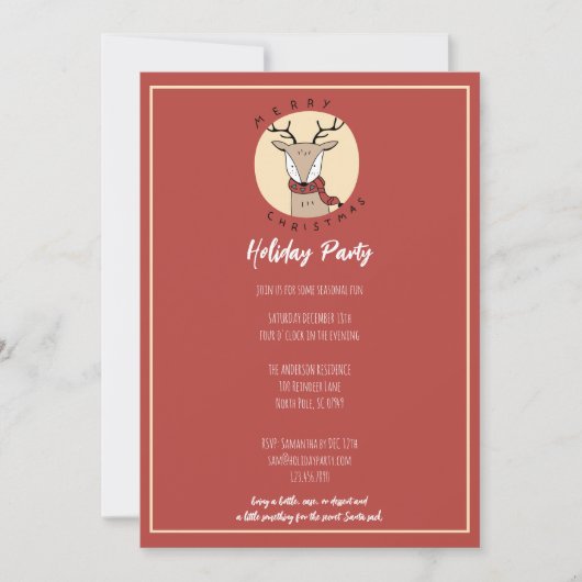 Cartes Pour Fêtes Annuelles Joyeux Noël mignonne Reindeer Fête (Devant)