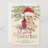 Cartes Pour Fêtes Annuelles Joyeux Noël mignonne Yorkshire Terrier (Devant)