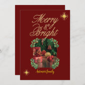 Cartes Pour Fêtes Annuelles Joyeux Noël Mini arc brillant Photo (Devant / Derrière)