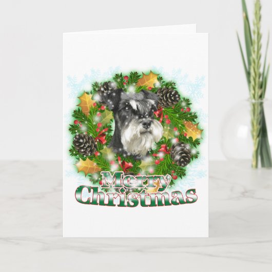 Cartes Pour Fêtes Annuelles Joyeux Noël Miniature Schnauser (Devant)