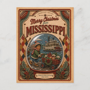 Cartes Pour Fêtes Annuelles Joyeux Noël Mississippi Boule à neige vintage
