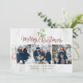 Cartes Pour Fêtes Annuelles Joyeux Noël Mistletoe Bois rustique 4 Photo (Debout devant)