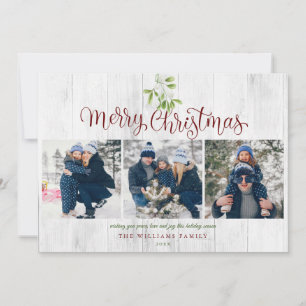 Cartes Pour Fêtes Annuelles Joyeux Noël Mistletoe Bois rustique 4 Photo
