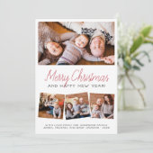 Cartes Pour Fêtes Annuelles Joyeux Noël | Modern Script 4 Photo Holiday (Debout devant)