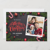 Cartes Pour Fêtes Annuelles Joyeux Noël moderne 1 photo éléments festifs (Devant)