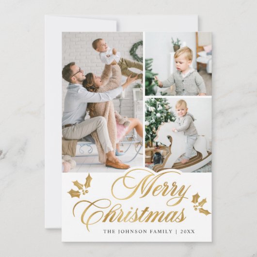 Cartes Pour Fêtes Annuelles Joyeux Noël moderne 3 PHOTO Salutation (Devant)