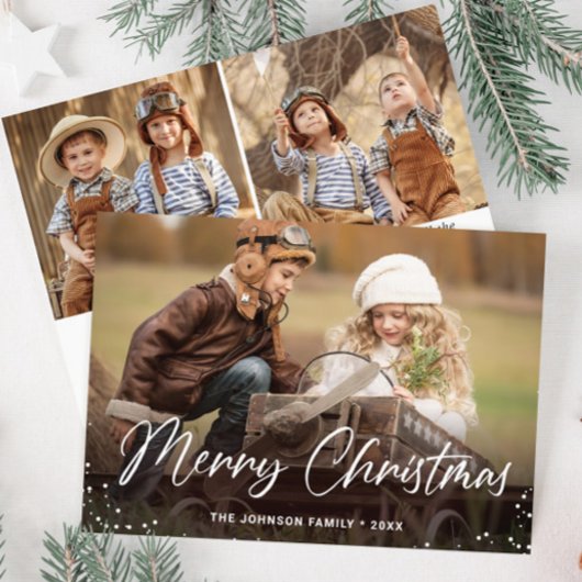 Cartes Pour Fêtes Annuelles Joyeux Noël moderne 3 PHOTO Salutation