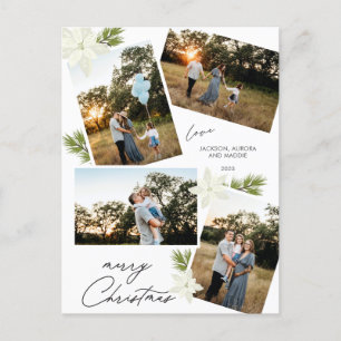 Cartes Pour Fêtes Annuelles Joyeux Noël moderne 4 photo Poinsettia