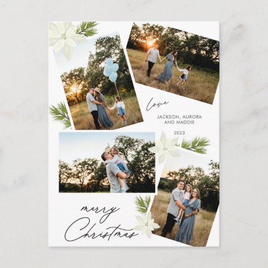 Cartes Pour Fêtes Annuelles Joyeux Noël moderne 4 photo Poinsettia (Devant)