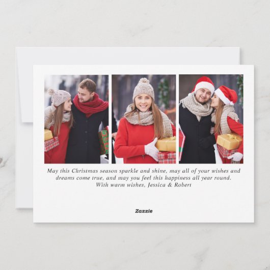 Cartes Pour Fêtes Annuelles Joyeux Noël moderne 4 PHOTO Salutation (Dos)