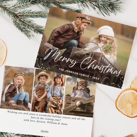 Cartes Pour Fêtes Annuelles Joyeux Noël moderne 4 PHOTO Salutation