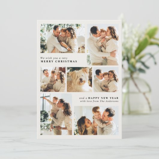 Cartes Pour Fêtes Annuelles Joyeux Noël moderne 7-Photo Collage (Debout devant)