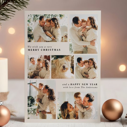 Cartes Pour Fêtes Annuelles Joyeux Noël moderne 7-Photo Collage