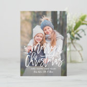 Cartes Pour Fêtes Annuelles Joyeux Noël moderne Argent Script Photo Collage (Debout devant)