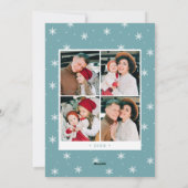 Cartes Pour Fêtes Annuelles Joyeux Noël moderne Bleu clair 7 Photo Collage (Dos)