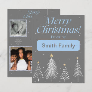 Cartes Pour Fêtes Annuelles Joyeux Noël moderne bleu clair et gris foncé