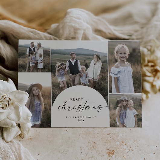 Cartes Pour Fêtes Annuelles Joyeux Noël moderne Boho Arch Multi Photo