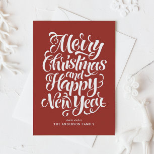 Cartes Pour Fêtes Annuelles Joyeux Noël Moderne Calligraphie Rouge