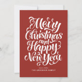 Cartes Pour Fêtes Annuelles Joyeux Noël Moderne Calligraphie Rouge (Devant)