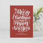 Cartes Pour Fêtes Annuelles Joyeux Noël Moderne Calligraphie Rouge (Debout devant)