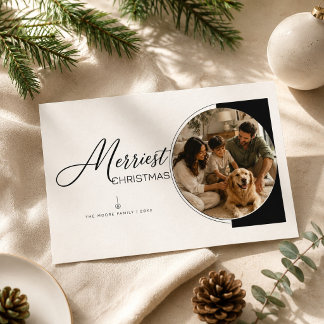Cartes Pour Fêtes Annuelles Joyeux Noël Moderne Cercle Photo Famille