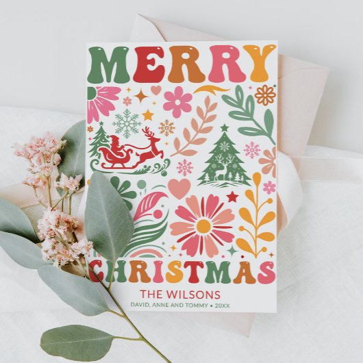Cartes Pour Fêtes Annuelles Joyeux Noël moderne coloré Boho