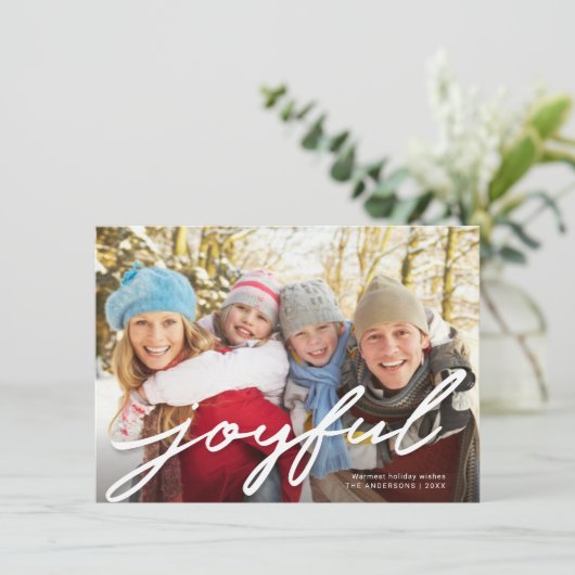 Cartes Pour Fêtes Annuelles Joyeux Noël moderne écriture manuscrite Script Pho (Debout devant)