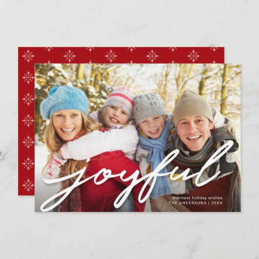 Cartes Pour Fêtes Annuelles Joyeux Noël moderne écriture manuscrite Script Pho (Devant / Derrière)